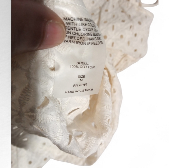 Vitamin A Eyelet Tie Shoulder Swim Coverup White Mini Beach Dress Sz M - Picture 4 of 8